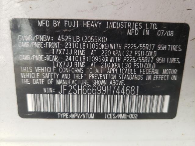 Photo 10 from auction – 2009 SUBARU FORESTER 2 with VIN JF2SH66699H744681