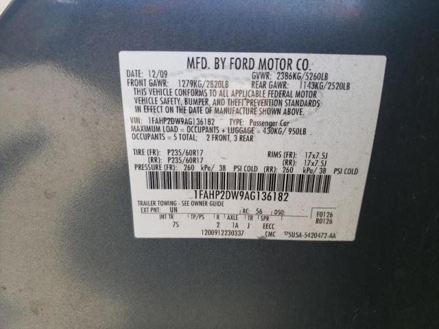 Photo 10 from auction – 2010 FORD TAURUS SE with VIN 1FAHP2DW9AG136182