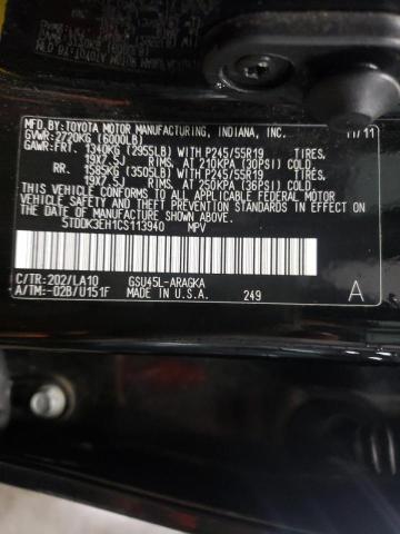 Photo 10 from auction – 2012 TOYOTA HIGHLANDER with VIN 5TDDK3EH1CS113940