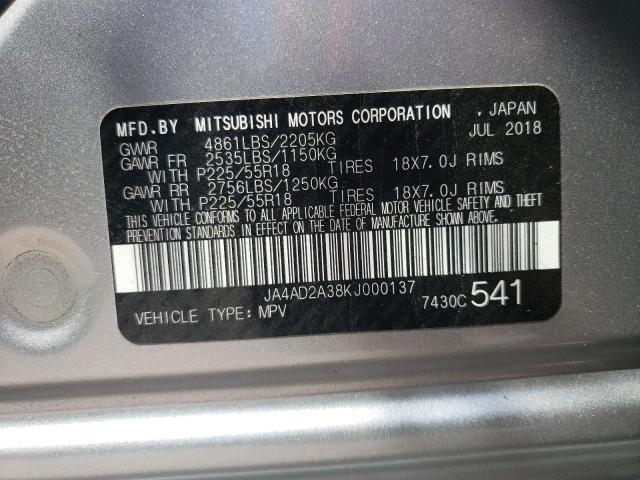 Photo 10 from auction – 2019 MITSUBISHI OUTLANDER with VIN JA4AD2A38KJ000137
