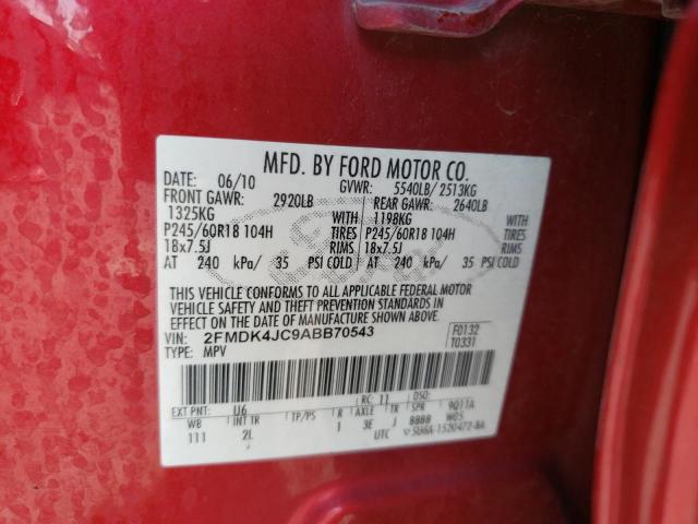Photo 10 from auction – 2010 FORD EDGE SEL with VIN 2FMDK4JC9ABB70543
