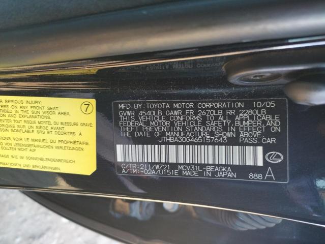 Photo 10 from auction – 2006 LEXUS ES 330 with VIN JTHBA30G465157643
