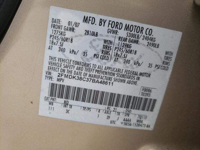 Photo 10 from auction – 2007 FORD EDGE SEL with VIN 2FMDK38C37BA48611
