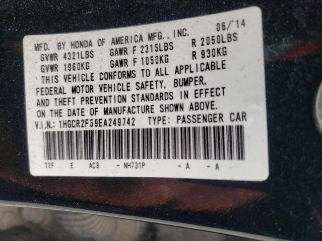 Photo 10 from auction – 2014 HONDA ACCORD SPO with VIN 1HGCR2F59EA249742