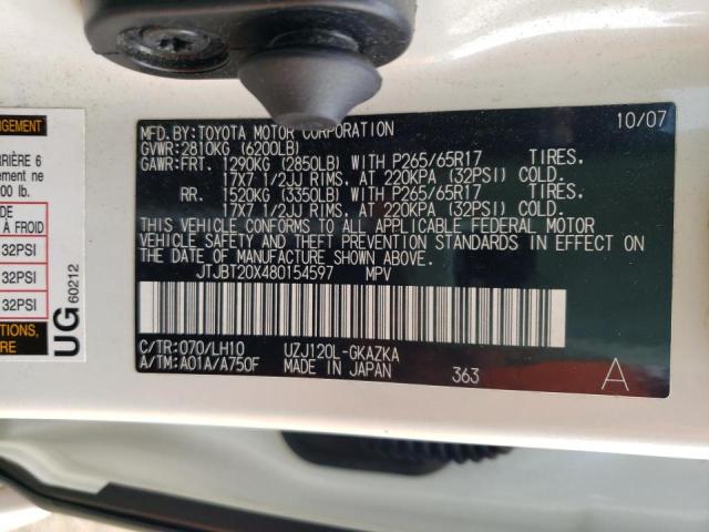 Photo 10 from auction – 2008 LEXUS GX 470 with VIN JTJBT20X480154597