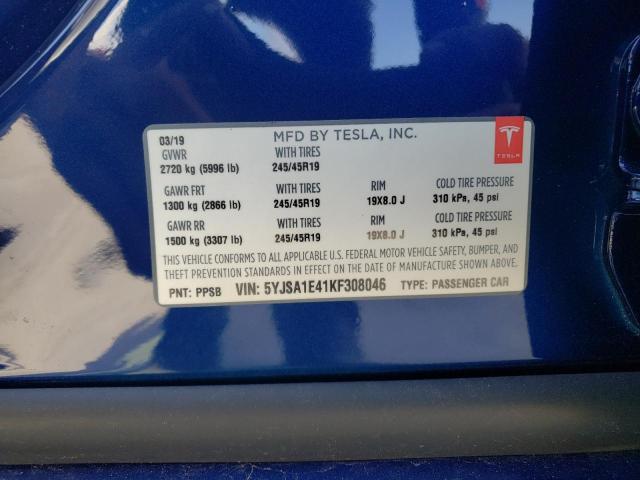 Photo 10 from auction – 2019 TESLA MODEL S with VIN 5YJSA1E41KF308046