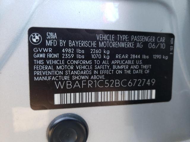 Photo 10 from auction – 2011 BMW 528 I with VIN WBAFR1C52BC672749