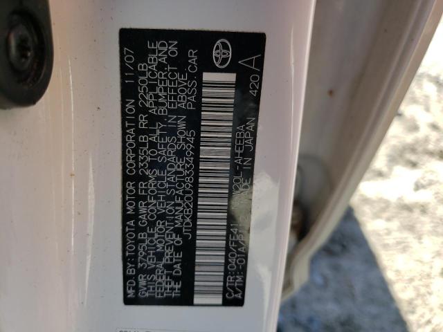 Photo 10 from auction – 2008 TOYOTA PRIUS with VIN JTDKB20U983349945