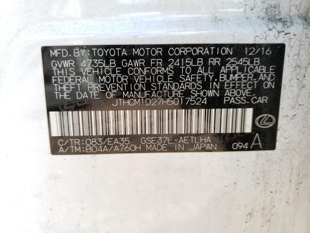 Photo 10 from auction – 2017 LEXUS IS 300 with VIN JTHCM1D27H5017524