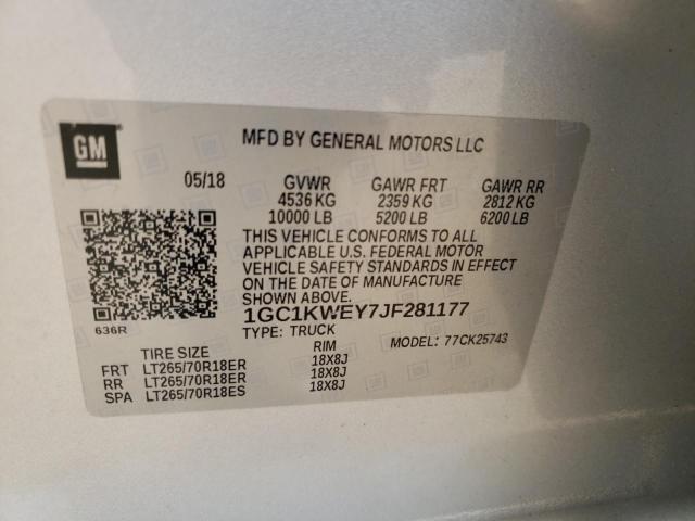 Photo 10 from auction – 2018 CHEVROLET SILVERADO with VIN 1GC1KWEY7JF281177