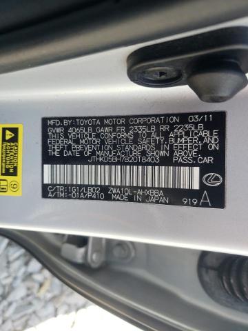 Photo 10 from auction – 2011 LEXUS CT 200 with VIN JTHKD5BH7B2018403