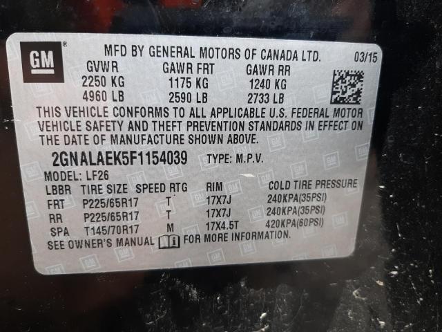 Photo 10 from auction – 2015 CHEVROLET EQUINOX LS with VIN 2GNALAEK5F1154039