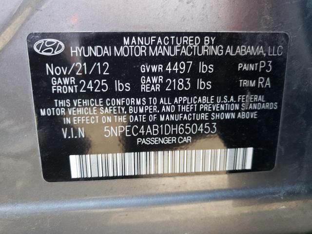 Photo 10 from auction – 2013 HYUNDAI SONATA SE with VIN 5NPEC4AB1DH650453