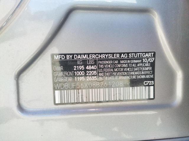 Photo 10 from auction – 2008 MERCEDES-BENZ E 350 with VIN WDBUF56X08B261208
