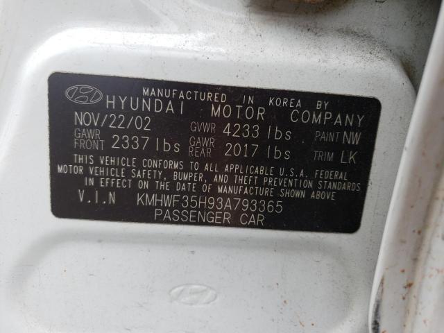 Photo 10 from auction – 2003 HYUNDAI SONATA GLS with VIN KMHWF35H93A793365