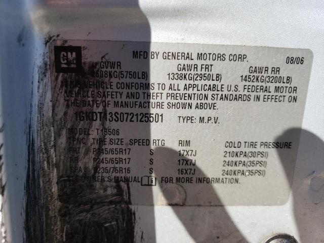 Photo 10 from auction – 2007 GMC ENVOY with VIN 1GKDT13S072125501