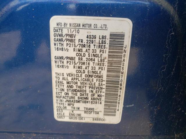 Photo 10 from auction – 2011 NISSAN ROGUE S with VIN JN8AS5MT0BW162814