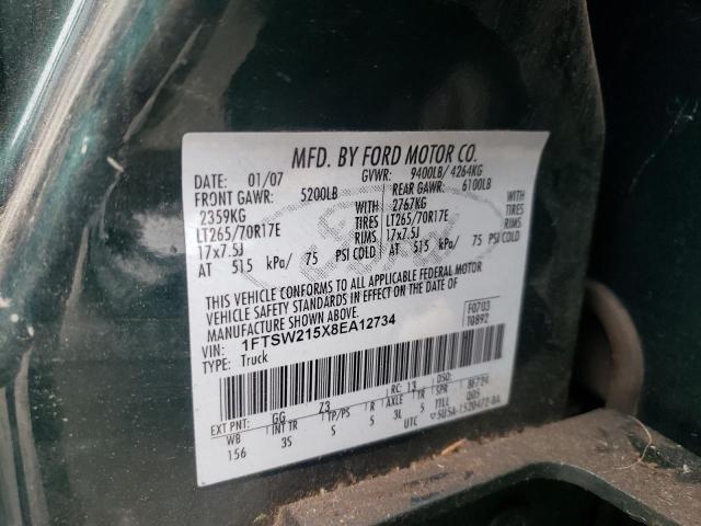 Photo 10 from auction – 2008 FORD F250 SUPER with VIN 1FTSW215X8EA12734