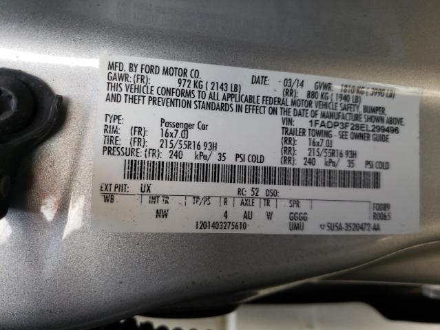 Photo 10 from auction – 2014 FORD FOCUS SE with VIN 1FADP3F28EL299496