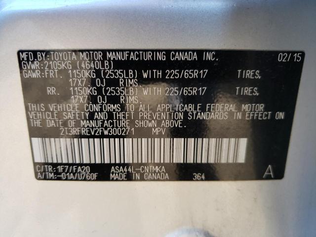 Photo 10 from auction – 2015 TOYOTA RAV4 XLE with VIN 2T3RFREV2FW300271