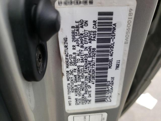 Photo 10 from auction – 2003 TOYOTA CAMRY LE with VIN 4T1BE32K73U773258