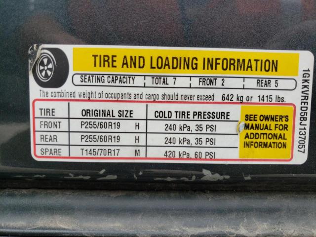 Photo 10 from auction – 2011 GMC ACADIA SLT with VIN 1GKKVRED5BJ137057