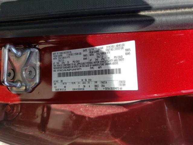 Photo 10 from auction – 2015 FORD ESCAPE TIT with VIN 1FMCU9J92FUA91871