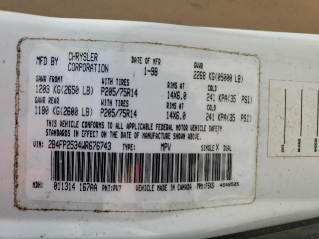 Photo 10 from auction – 1998 DODGE CARAVAN with VIN 2B4FP2534WR676743