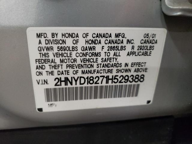 Photo 10 from auction – 2001 ACURA MDX with VIN 2HNYD18271H529388