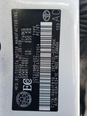 Photo 10 from auction – 2009 TOYOTA COROLLA BA with VIN 2T1BU40E69C072954