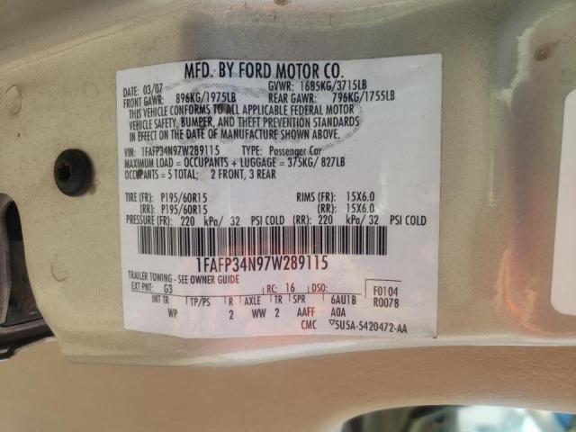 Photo 10 from auction – 2007 FORD FOCUS ZX4 with VIN 1FAFP34N97W289115