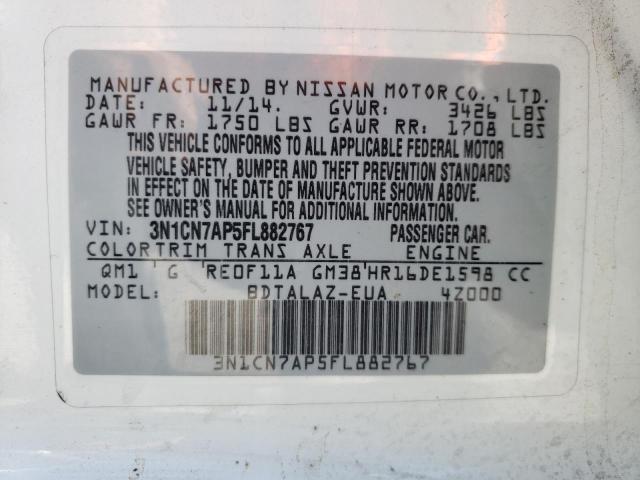 Photo 10 from auction – 2015 NISSAN VERSA S with VIN 3N1CN7AP5FL882767