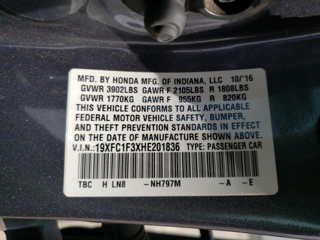 Photo 10 from auction – 2017 HONDA CIVIC EX with VIN 19XFC1F3XHE201836