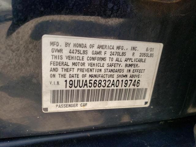 Photo 10 from auction – 2002 ACURA 3.2TL TYPE with VIN 19UUA56832A019746
