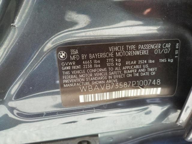 Photo 10 from auction – 2007 BMW 335 I with VIN WBAVB73587P100748