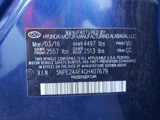 Photo 10 from auction – 2016 HYUNDAI SONATA SE with VIN 5NPE24AF4GH407679
