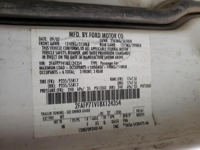 Photo 10 from auction – 2008 FORD CROWN VICT with VIN 2FAFP71V18X124354