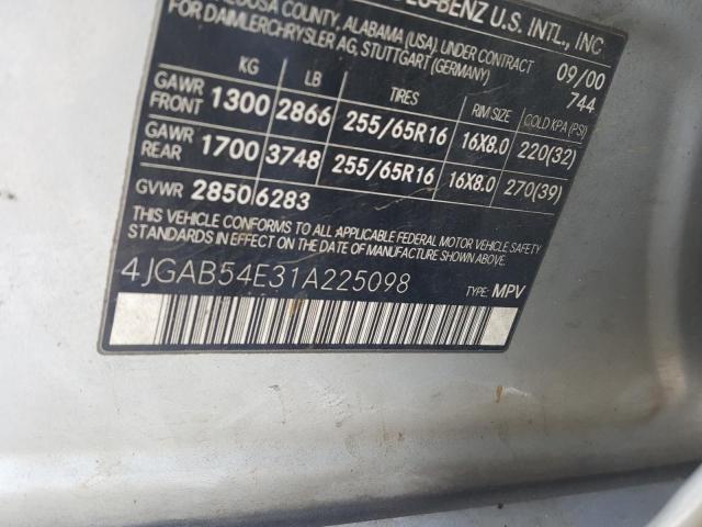 Photo 10 from auction – 2001 MERCEDES-BENZ ML 320 with VIN 4JGAB54E31A225098