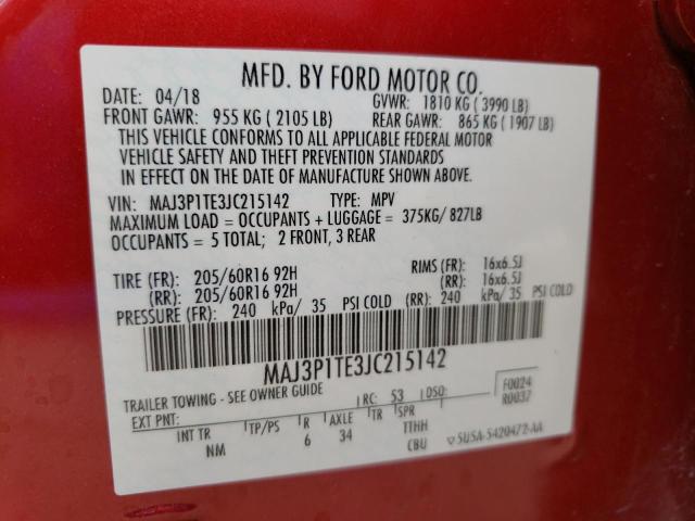 Photo 10 from auction – 2018 FORD ECOSPORT S with VIN MAJ3P1TE3JC215142