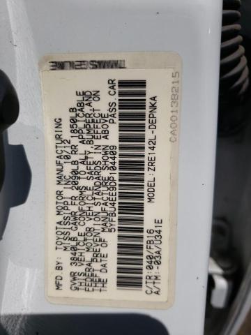 Photo 10 from auction – 2013 TOYOTA COROLLA BA with VIN 5YFBU4EE9DP104409