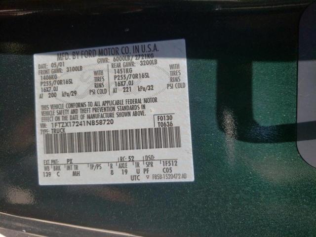 Photo 10 from auction – 2001 FORD F150 with VIN 1FTZX17241NB58720