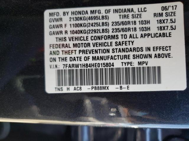 Photo 10 from auction – 2017 HONDA CR-V EXL with VIN 7FARW1H84HE015804