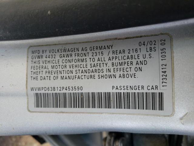 Photo 10 from auction – 2002 VOLKSWAGEN PASSAT GLS with VIN WVWPD63B12P453590