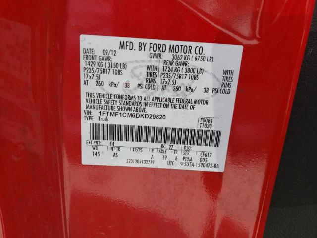 Photo 10 from auction – 2013 FORD F150 with VIN 1FTMF1CM6DKD29820