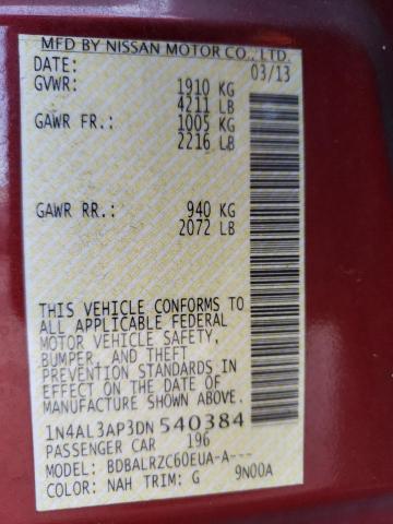 Photo 10 from auction – 2013 NISSAN ALTIMA 2.5 with VIN 1N4AL3AP3DN540384
