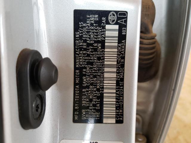 Photo 10 from auction – 2016 TOYOTA COROLLA L with VIN 2T1BURHE0GC551353