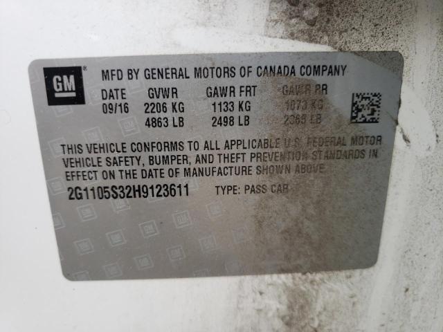Photo 10 from auction – 2017 CHEVROLET IMPALA LT with VIN 2G1105S32H9123611