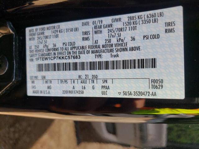Photo 10 from auction – 2019 FORD F150 SUPER with VIN 1FTEW1CP7KKC57683