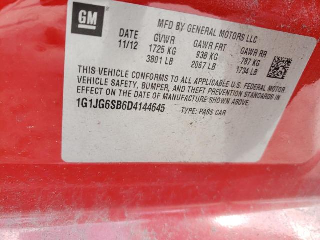 Photo 10 from auction – 2013 CHEVROLET SONIC RS with VIN 1G1JG6SB6D4144645