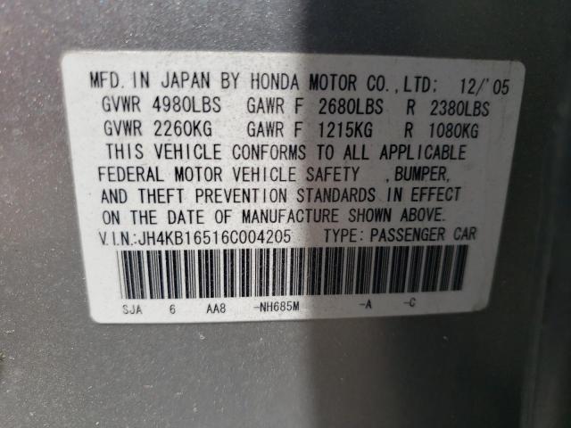 Photo 10 from auction – 2006 ACURA RL with VIN JH4KB16516C004205